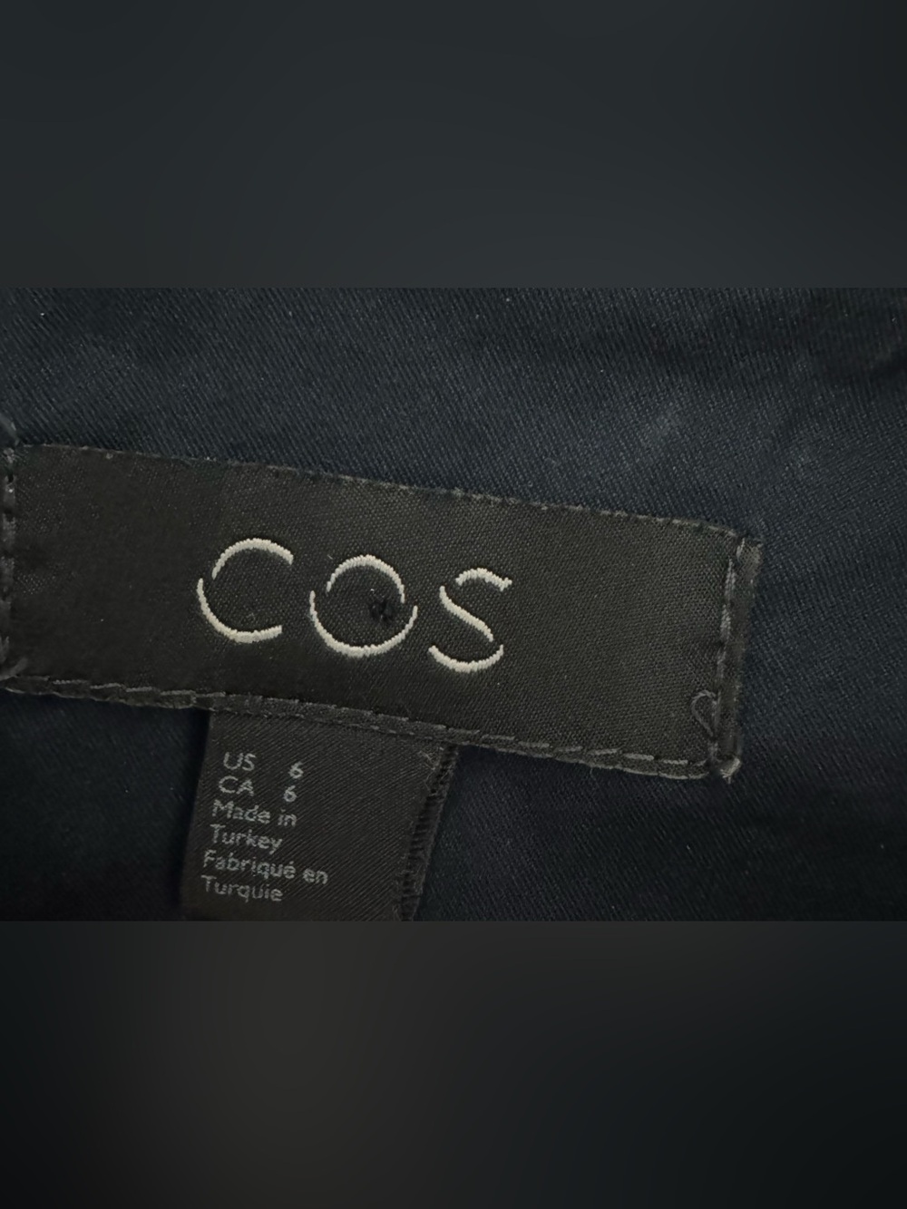 COS Navy Cotton Poplin Long Sleeve Shirt Dress Pockets Black Trim Size 6 - Picture 9 of 9